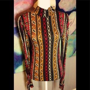 Free People Jersey Print mock turtle Sz S